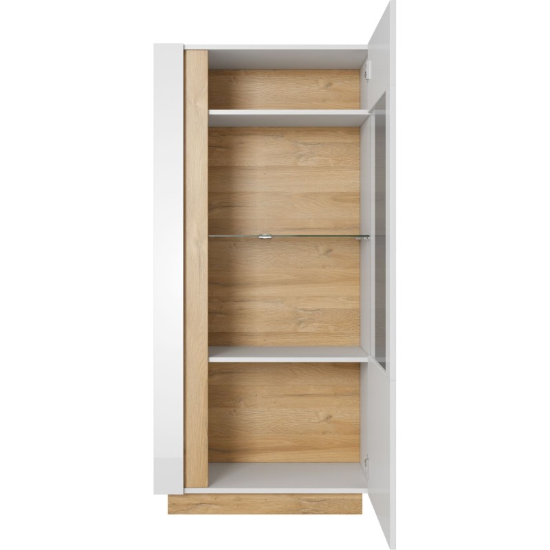 Βιτρίνα 36146W-ARC-SV Λευκό+Λευκό High Gloss+Grandson72x154x40cm