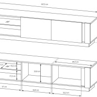 Έπιπλο τηλεόρασης 36146-ARCW-BTV Λευκό+Λευκό High Gloss+Grandson 187,5x45,5x40cm