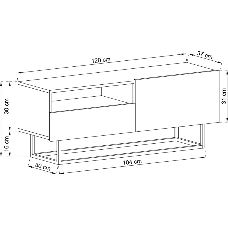 Έπιπλο τηλεόρασης 02109-ENJ-w Λευκό 120x47x37cm