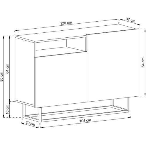 Μπουφές 21113-ENJ-S-w Λευκό 120x82x37cm