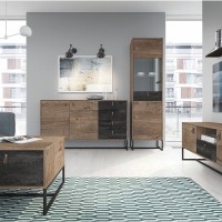 Βιτρίνα Dark χρώμα Βελανιδιά+black stone 53x197x39cm