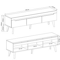 Έπιπλο τηλεόρασης Nordi Λευκό + Higloss λευκό + Riviera 160x50x40cm