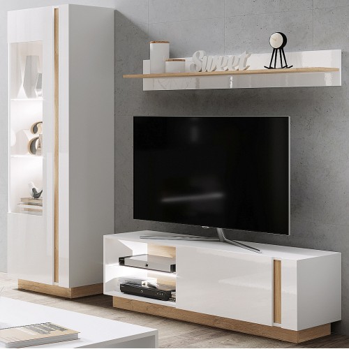 Σύνθεση τοίχου 36146-ARCW-mini Λευκό+Λευκό High Gloss+Grandson 198x194x40cm