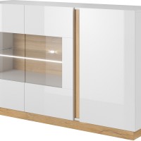 Μπουφές 36146-ARCW-21V Λευκό+Λευκό High Gloss+Grandson 138,2x90,5x40cm