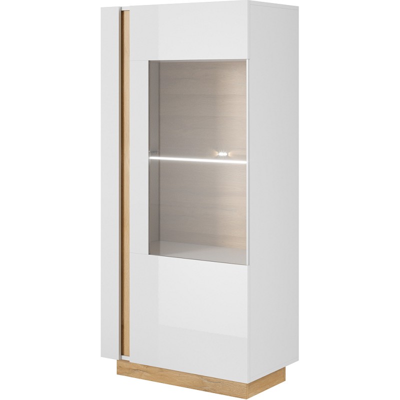 Βιτρίνα 36146W-ARC-SV Λευκό+Λευκό High Gloss+Grandson72x154x40cm