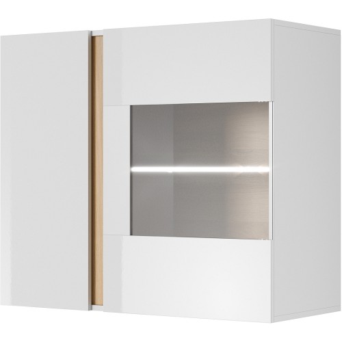 Βιτρίνα κρεμαστή 36146-ARCW-WV Λευκό+Λευκό High Gloss+Grandson 96,5x82,5x40cm