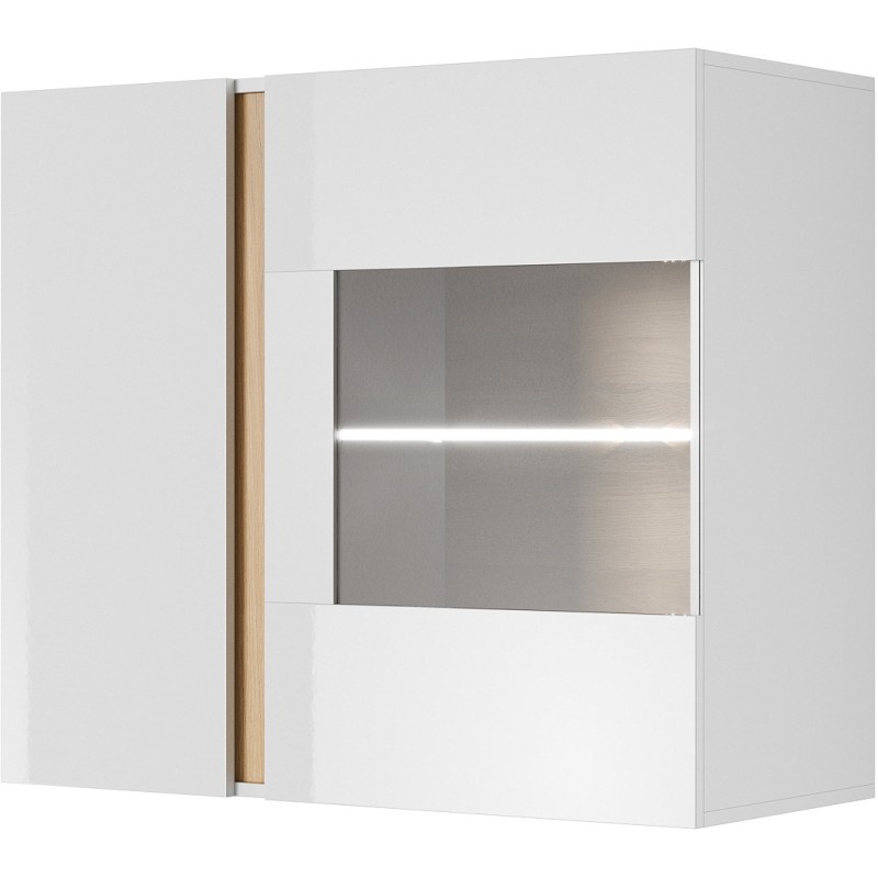 Κρεμαστή Βιτρίνα 36146-ARCW-WV Λευκό+Λευκό High Gloss+Grandson 96,5x82,5x40cm