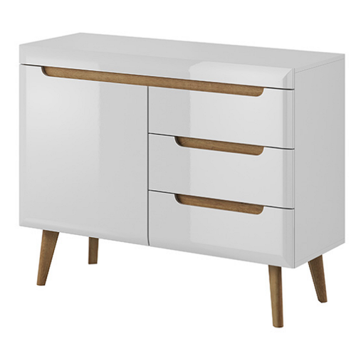 Μπουφές Nordi με συρτάρια Λευκό+λευκό Higloss +Riviera 107x83x40cm