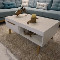 Τραπεζάκι Nordi Λευκό+Higloss λευκό+ Riviera 107x46x67cm