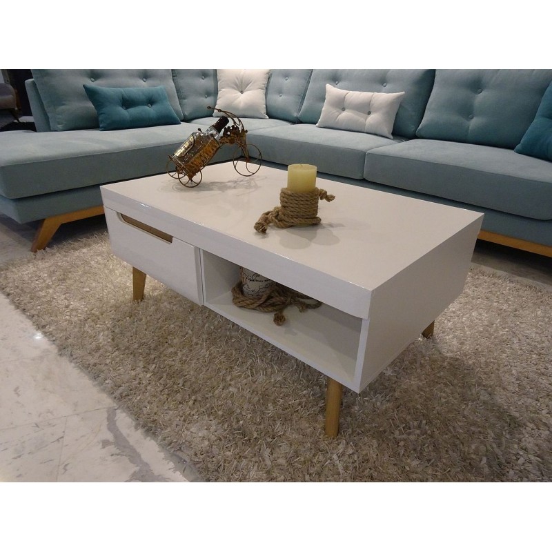Τραπεζάκι Nordi Λευκό+Higloss λευκό+ Riviera 107x46x67cm