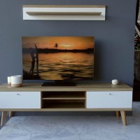 Έπιπλο τηλεόρασης 02103-PR Λευκό+Riviera 160x50x40cm
