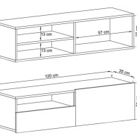 Έπιπλο τηλεόρασης Κρεμαστό 02109-ENJ-w Λευκό 120x30x37cm