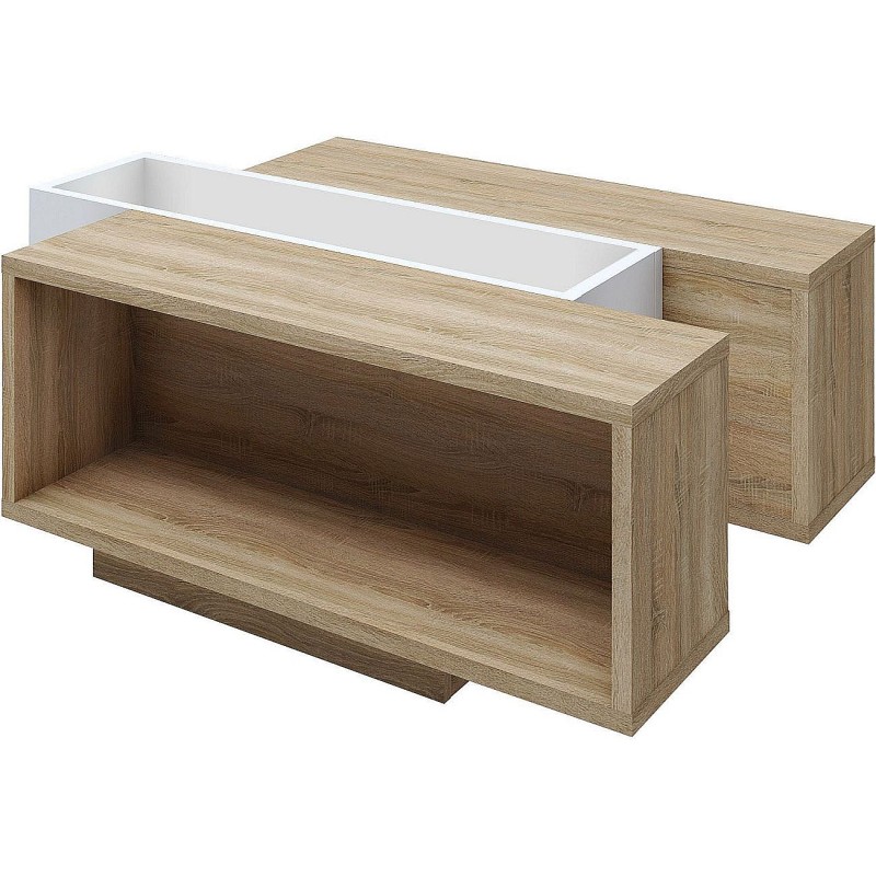 Τραπεζάκι Raylie Φυσικό+Λευκό 110x41x75cm