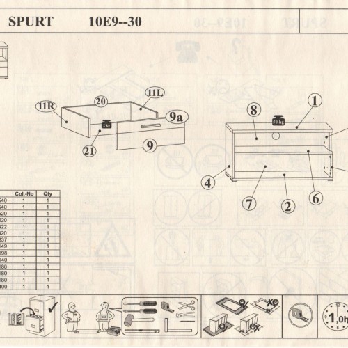 Σύνθεση τοίχου SPURT 340x54x197cm Φυσικό Golden craft+ Σαμπανί