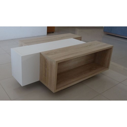 Τραπεζάκι Raylie-1 Φυσικό+Λευκό 90x41x75cm
