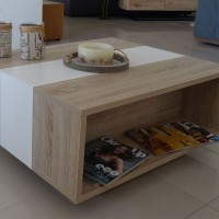 Τραπεζάκι Raylie-1 Φυσικό+Λευκό 90x41x75cm
