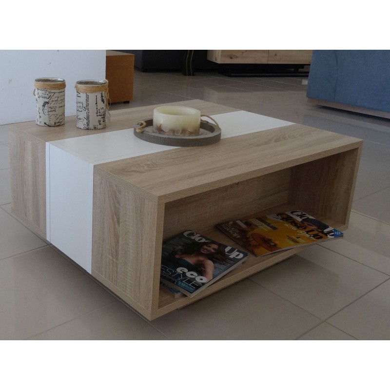 Τραπεζάκι Raylie-1 Φυσικό+Λευκό 90x41x75cm