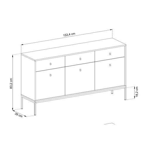 Μπουφές Mono με συρτάρια Μπεζ + Χρυσό 154x83x39cm