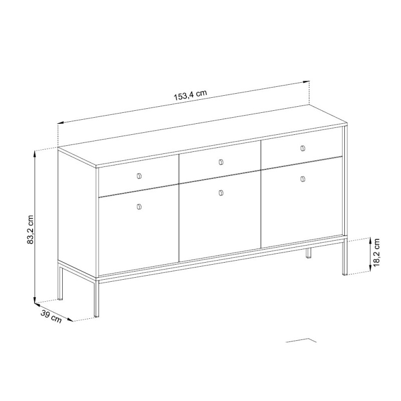 Μπουφές Mono χρώμα Μπεζ 154x83x39cm
