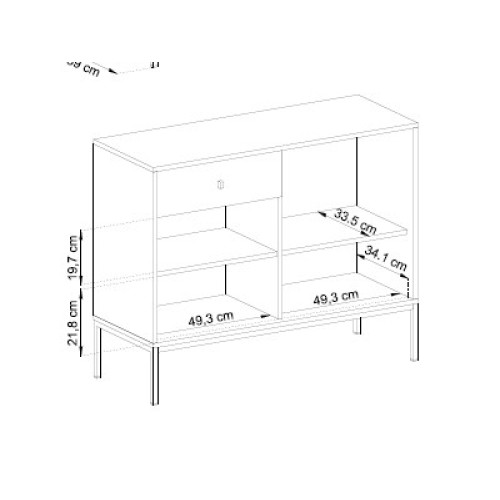 Μπουφές Mono με συρτάρια Μπλε + Χρυσό 104x83x39cm