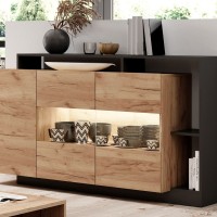 Μπουφές Alva Ανθρακί+ φυσικό golden craft 155x93.5x44cm