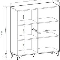 Μπουφές Diamond Ανθρακί+Evoke 104x119x39cm