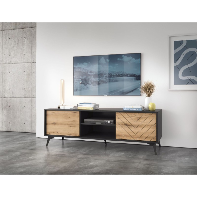Έπιπλο τηλεόρασης Diamond Ανθρακί+Evoke 154x50x39