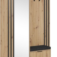 Έπιπλο εισόδου NELLY με μαξιλάρι και καθρέπτη 131x192x40cm φυσικό Artisan