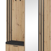 Έπιπλο εισόδου NELLY με μαξιλάρι και καθρέπτη 131x192x40cm φυσικό Artisan
