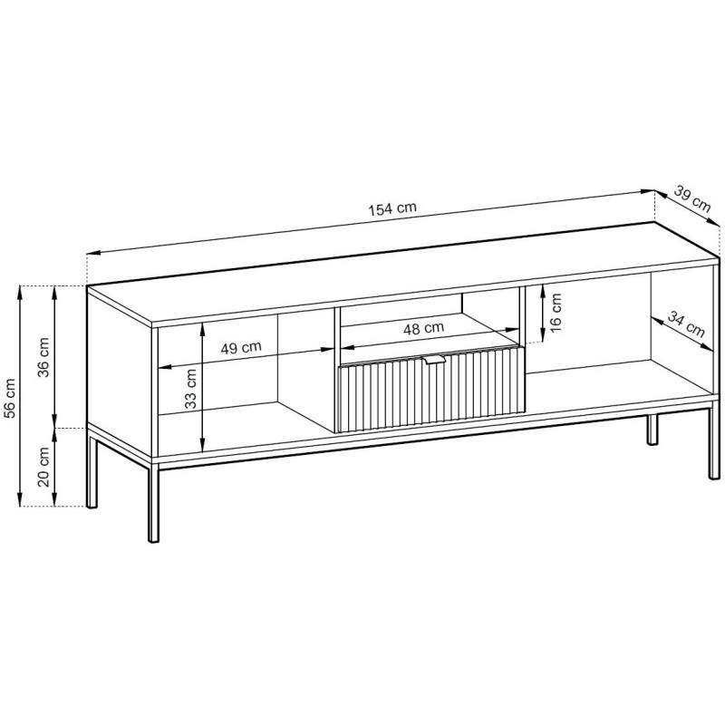 Έπιπλο τηλεόρασης Nova Ανθρακί+χρυσό 154x39x56cm