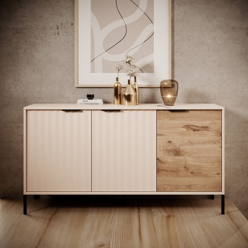 Μπουφές Rave Μπεζ+φυσικό Viking 153x82x40cm