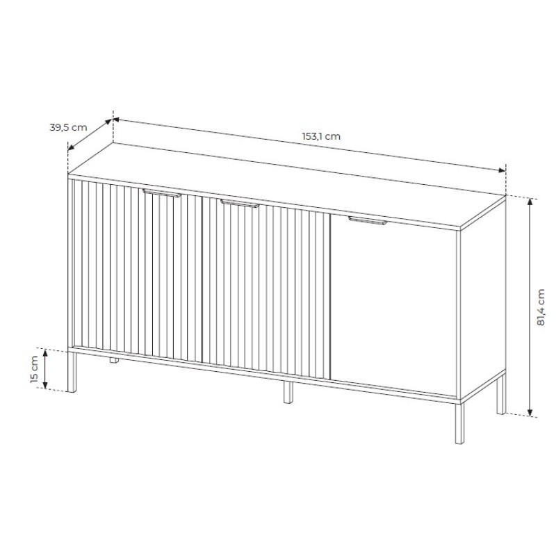 Μπουφές Rave Μπεζ+φυσικό Viking 153x82x40cm