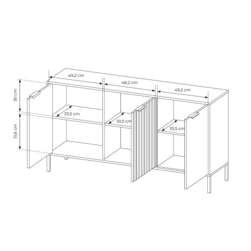 Μπουφές Rave Μπεζ+φυσικό Viking 153x82x40cm