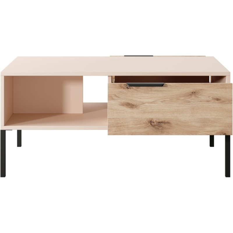 Τραπεζάκι Rave με συρτάρια Μπεζ+φυσικό Viking 97x45x60cm