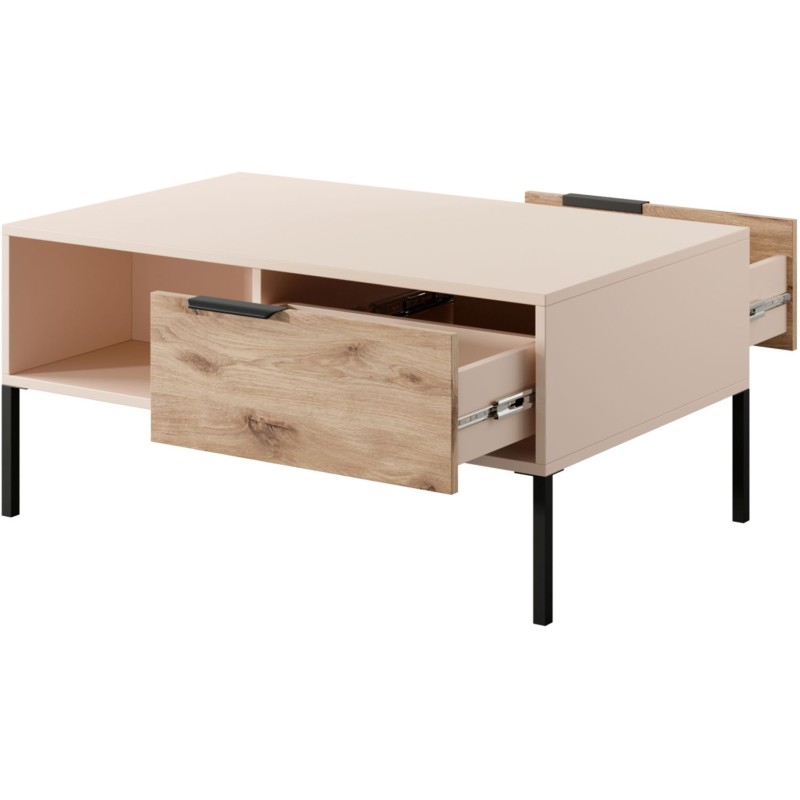 Τραπεζάκι Rave με συρτάρια Μπεζ+φυσικό Viking 97x45x60cm
