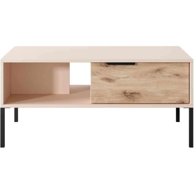 Τραπεζάκι Rave με συρτάρια Μπεζ+φυσικό Viking 97x45x60cm
