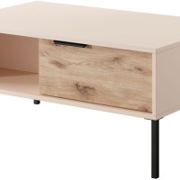 Τραπεζάκι Rave με συρτάρια Μπεζ+φυσικό Viking 97x45x60cm