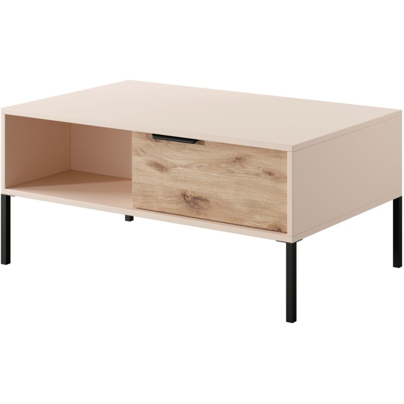 Τραπεζάκι Rave με συρτάρια Μπεζ+φυσικό Viking 97x45x60cm
