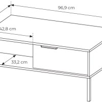 Τραπεζάκι Rave με συρτάρια Μπεζ+φυσικό Viking 97x45x60cm