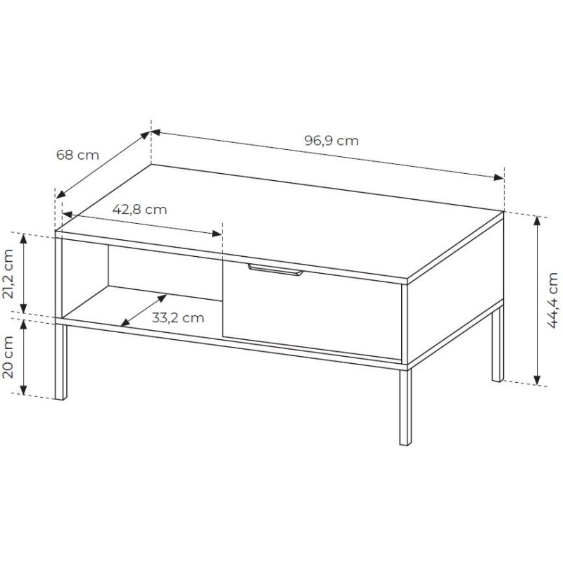 Τραπεζάκι Rave με συρτάρια Μπεζ+φυσικό Viking 97x45x60cm