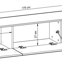 Κρεμαστό έπιπλο τηλεόρασης ORO_MDF Λευκό 175x30x32cm