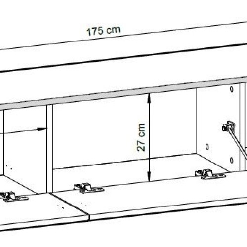 Έπιπλο τηλεόρασης ORO επιτοίχιο λευκό 175x30x32cm