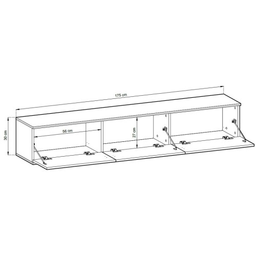 Έπιπλο τηλεόρασης ORO επιτοίχιο λευκό 175x30x32cm