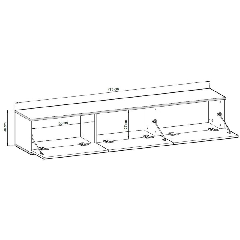 Κρεμαστό έπιπλο τηλεόρασης ORO_MDF Λευκό 175x30x32cm