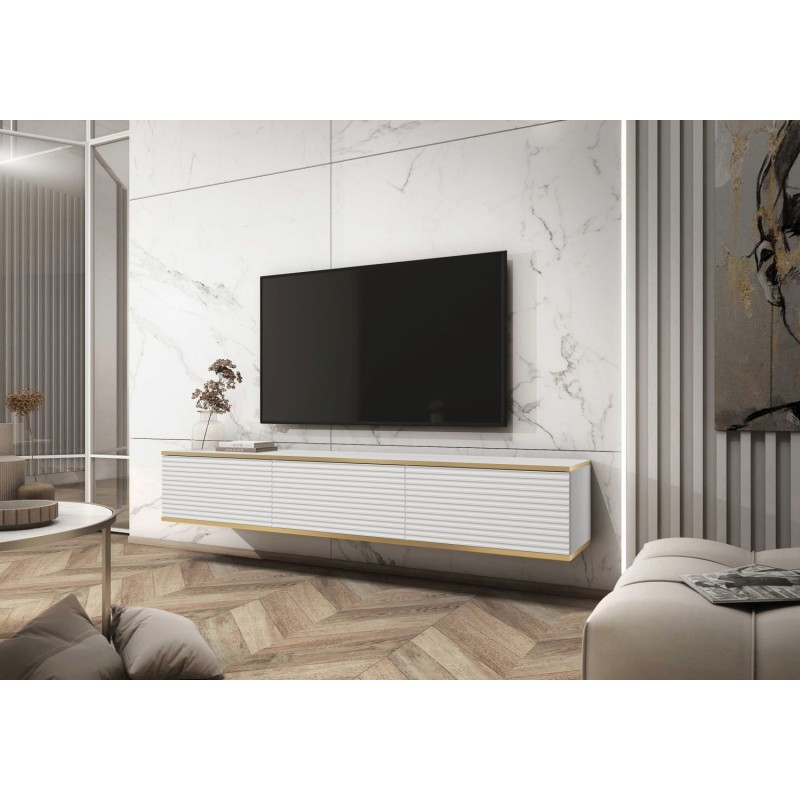 Κρεμαστό έπιπλο τηλεόρασης ORO_MDF Λευκό 175x30x32cm