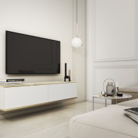 Κρεμαστό έπιπλο τηλεόρασης ORO λευκό 135x30x32cm
