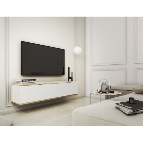 Έπιπλο τηλεόρασης ORO επιτοίχιο λευκό 135x30x32cm