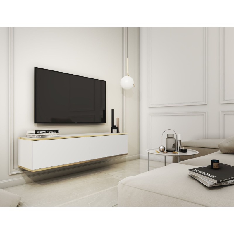 Κρεμαστό έπιπλο τηλεόρασης ORO λευκό 135x30x32cm