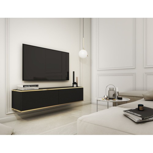 Έπιπλο τηλεόρασης ORO_MDF επιτοίχιο ανθρακί 135x30x32cm