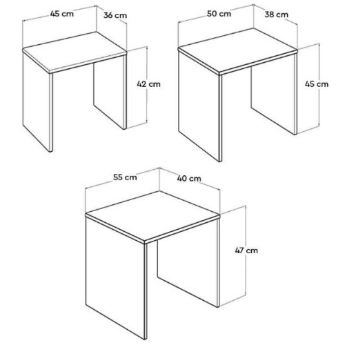 Σετ τραπεζάκια Ζιγκόν SHP-103-PP Λευκό High gloss 55x47x40cm